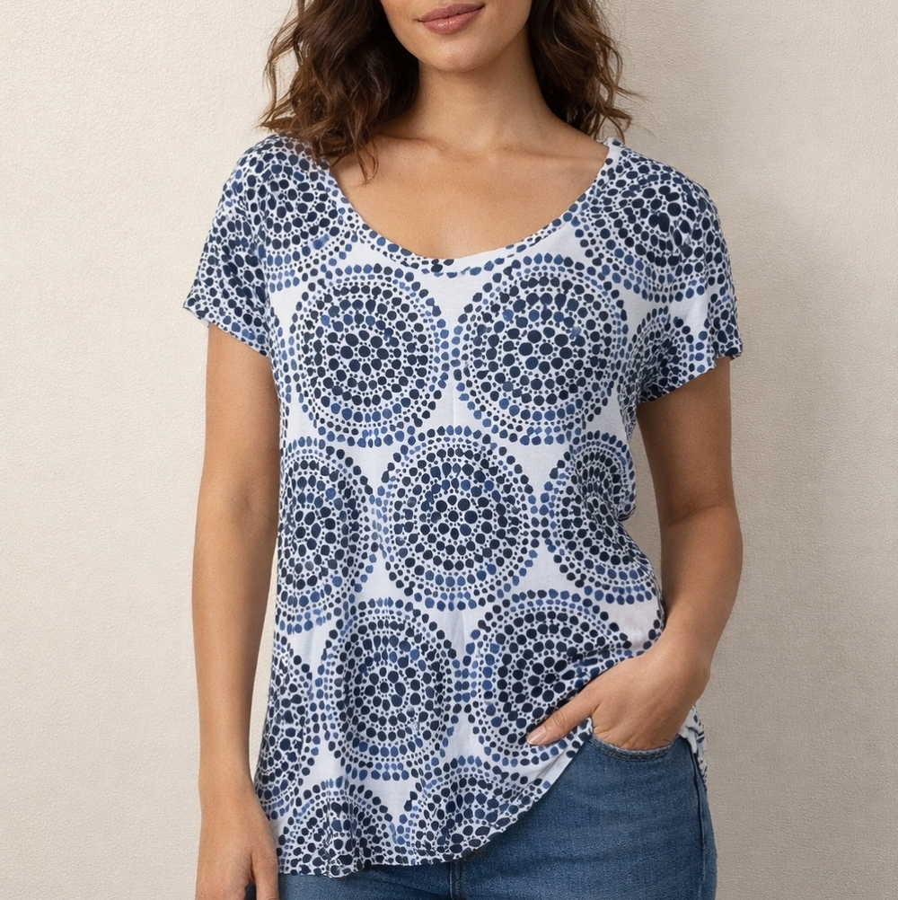The Limited Blue and White Circle Pattern Top